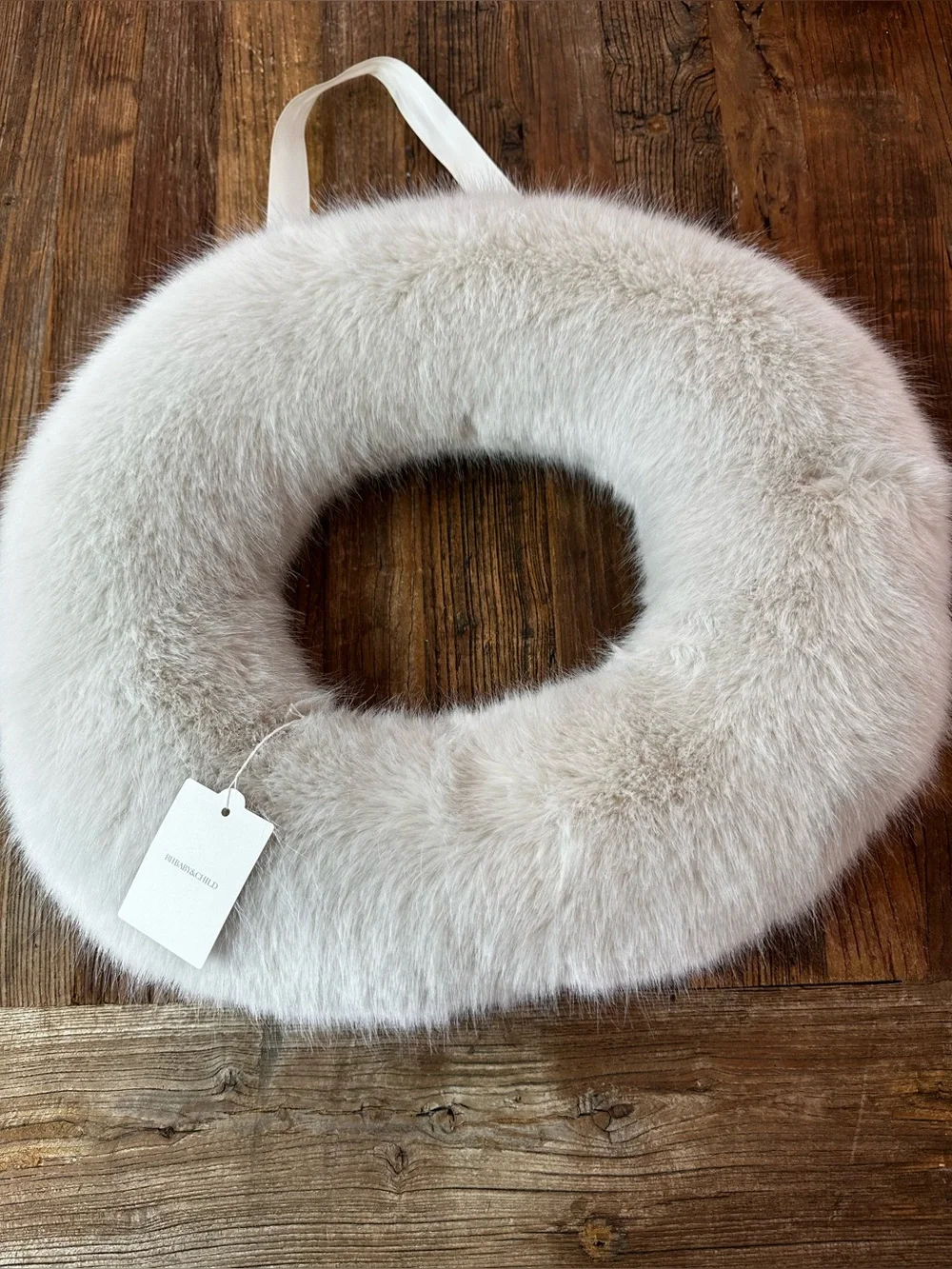 Restoration Hardware Plush Faux Fur Ring Scarf - Cream